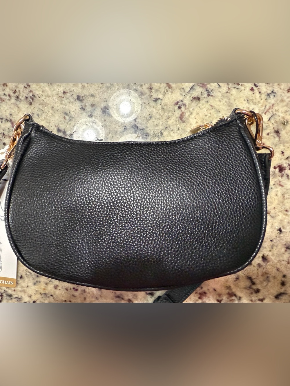 Nanette Lepore Black Shoulder Bag with Gold Chain Detail - Picture 5 of 10